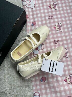 Onitsuka Tiger × Patou Off-White Lace-Trimmed Mary Jane Shoes